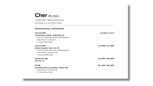 Image of example resume with suggested formatting for professionals with notable employment gaps in their work history.